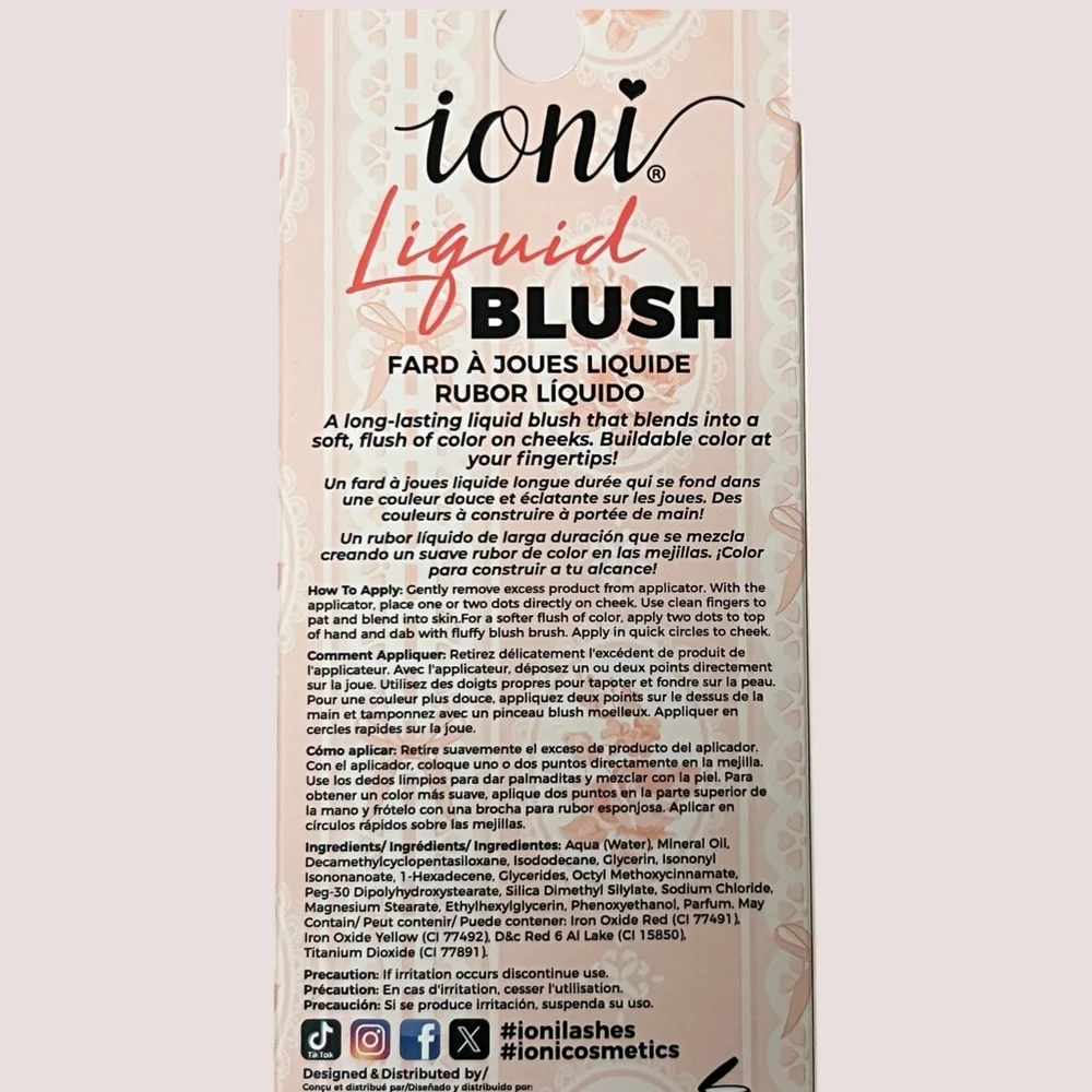 Ioni Liquid Blush Duo Set Soft Pink & Rosette Hydrating Buildable Long Lasting